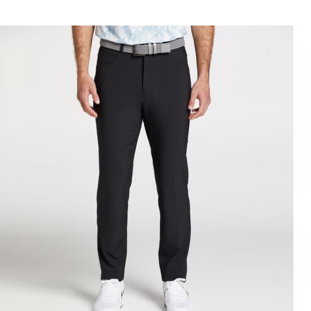 VRST Chino Pants Mens  Black Polyester Stretch Slim Straight Fit Golf pure black